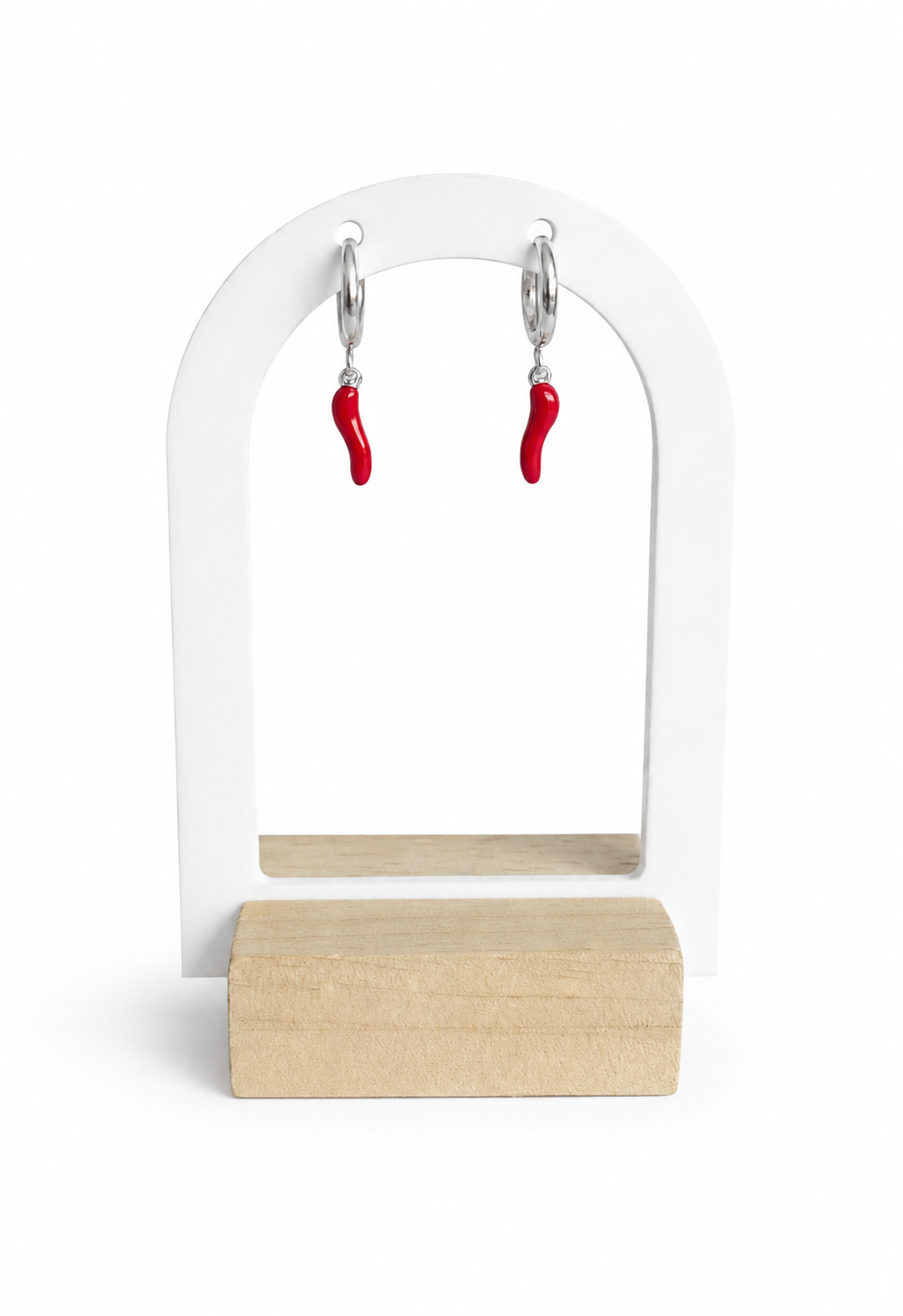 Silver Cornicello Earrings – Stainless Steel