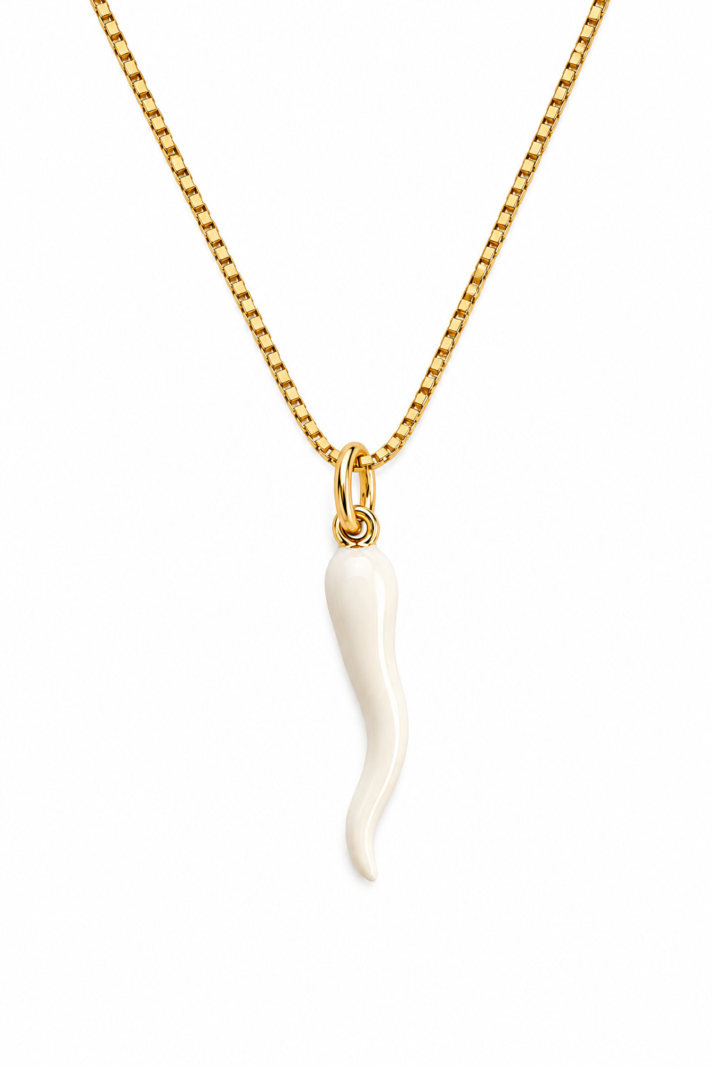 18mm White Enamel Cornicello Pendant