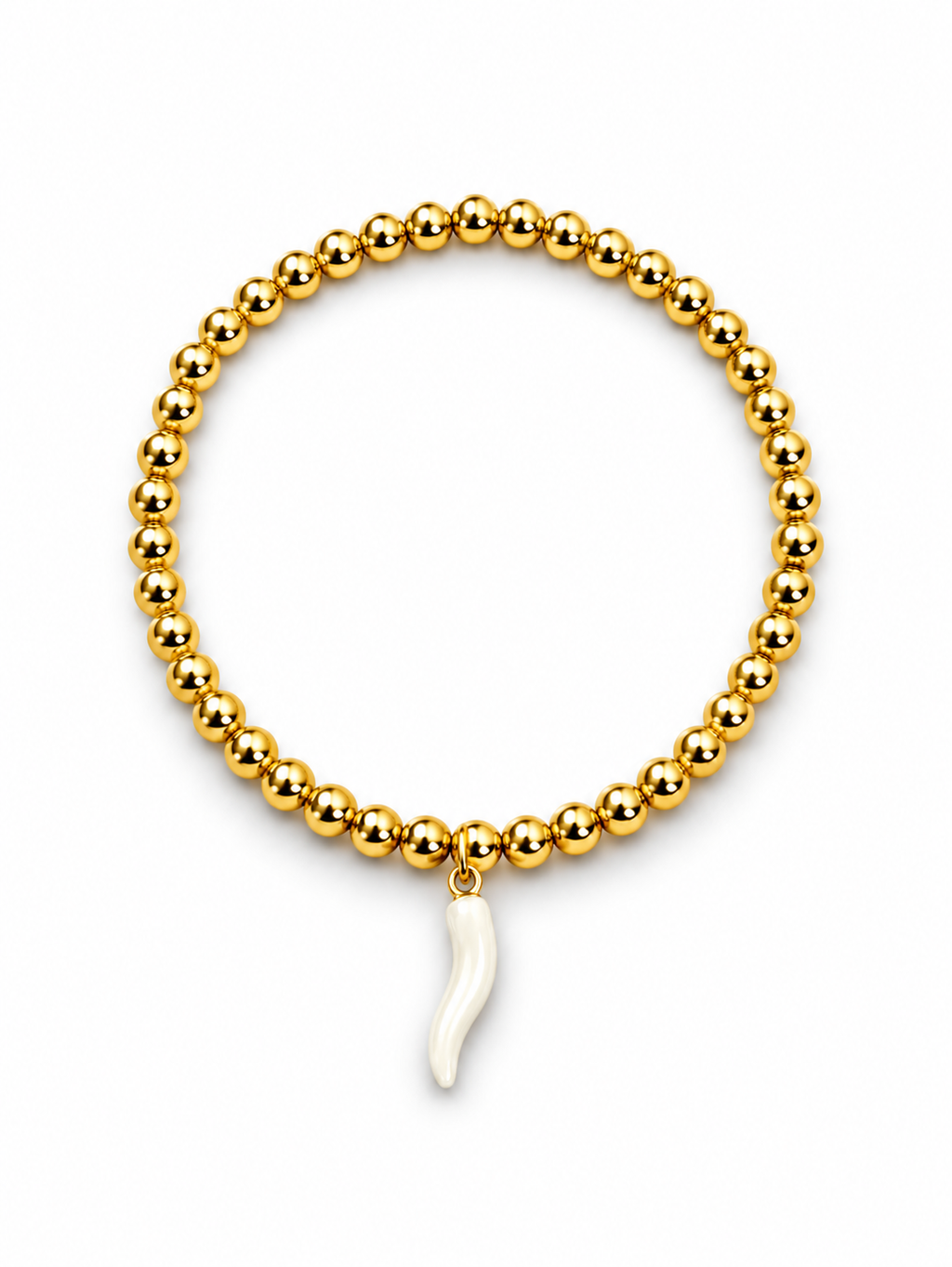 White Cornicello Bracelet – 18K Gold Plated