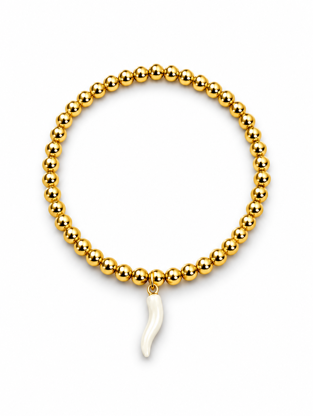 White Cornicello Bracelet – 18K Gold Plated