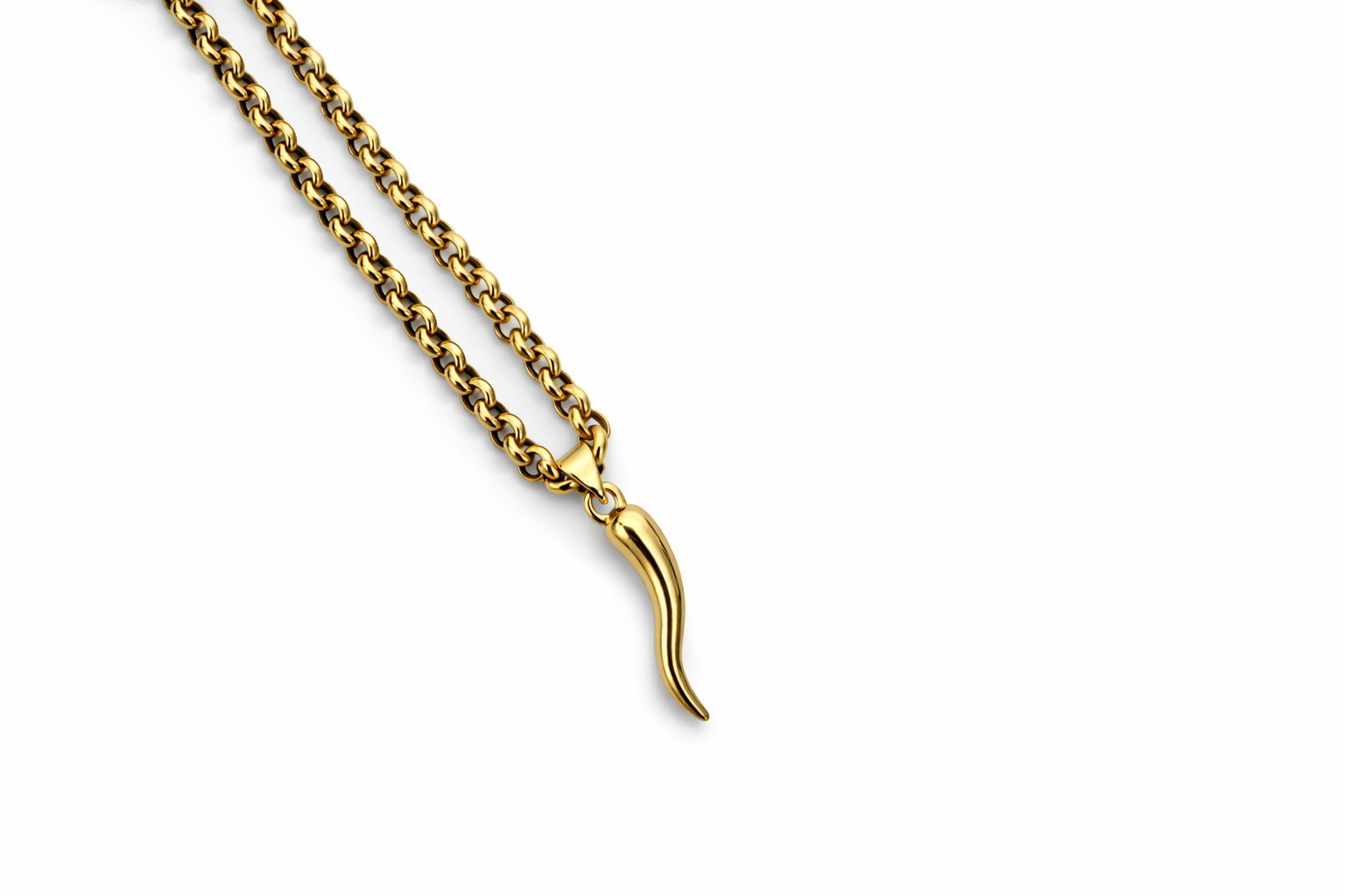 26mm 18k Gold Plated Cornicello Pendant